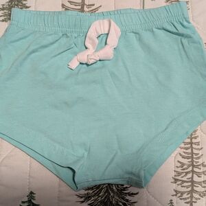Light Aqua Girls' Knit Shorts with White Drawstring